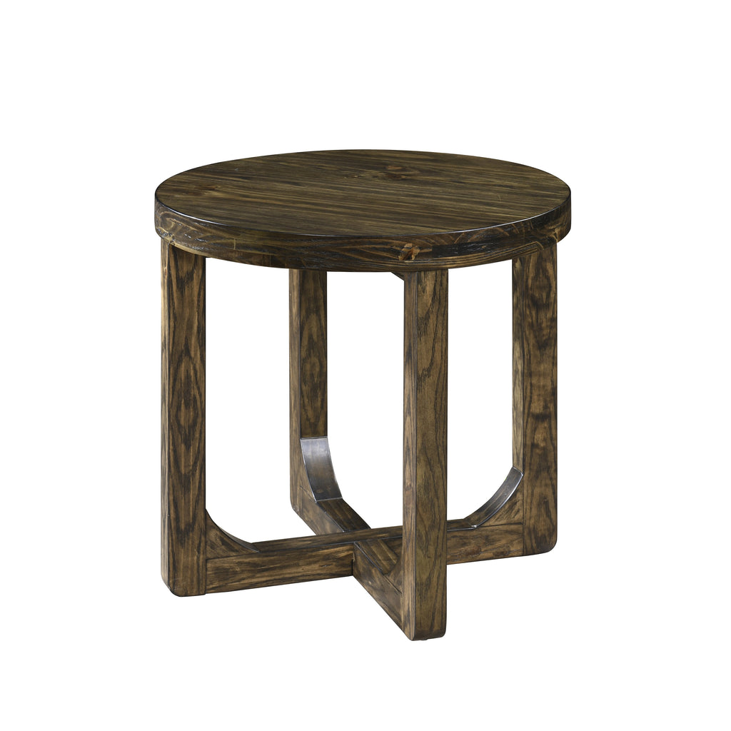 Kerby Round End Table-Dk Brown