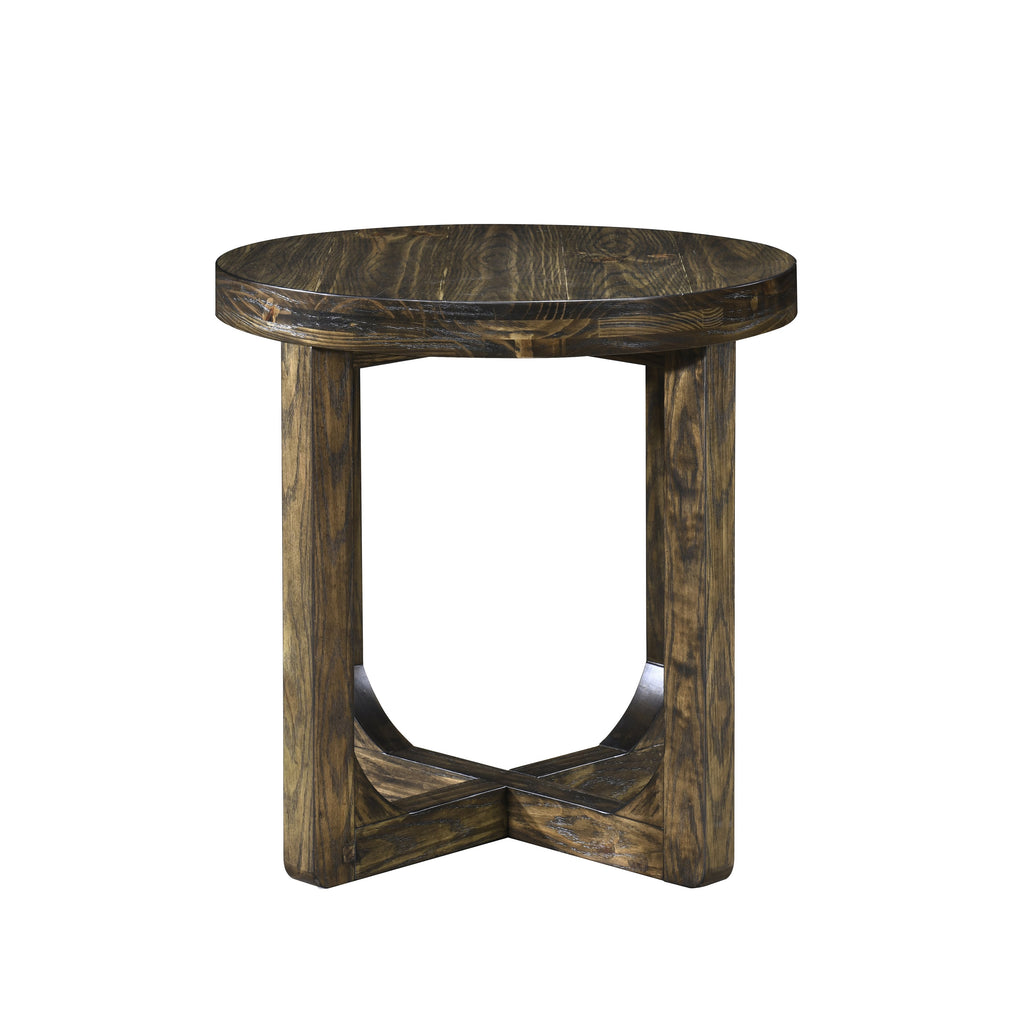 Kerby Round End Table-Dk Brown