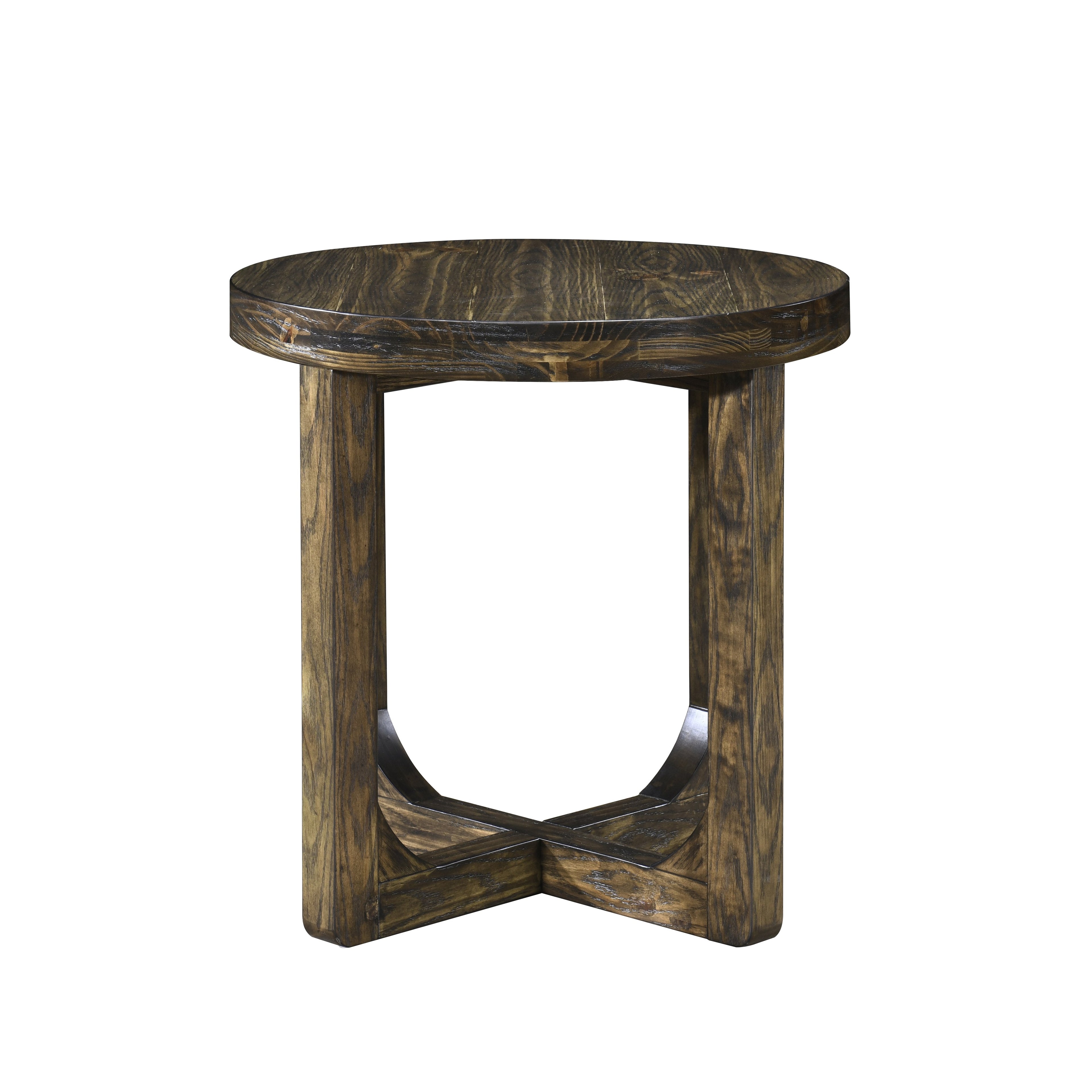 Kerby Round End Table-Dk Brown