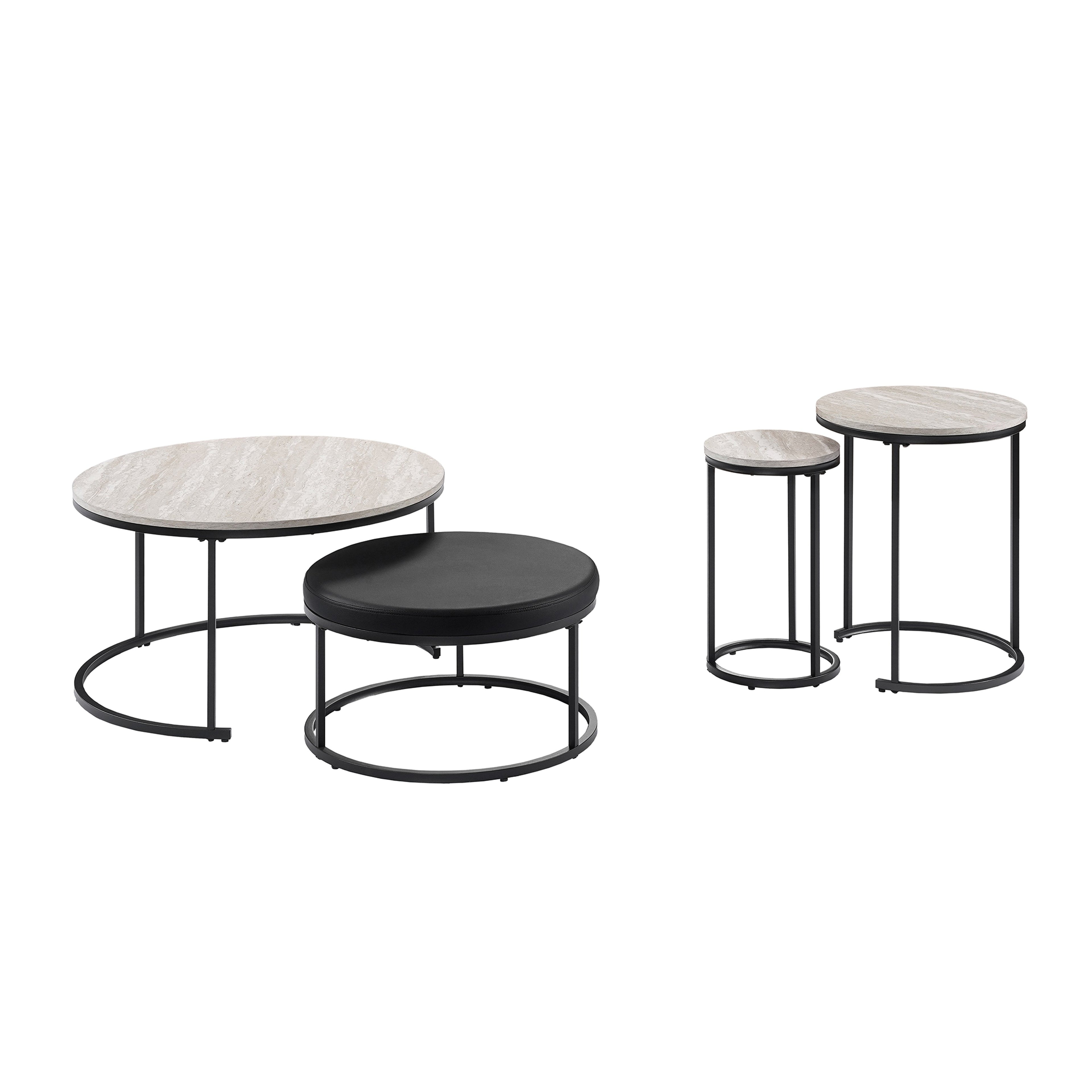 Forma 4 Pc Occasional Set- 1 Coffee, 1 Lg End & Stool, 1 Sml