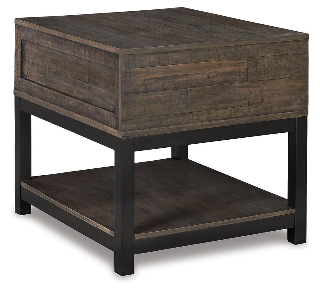 Johurst End Table in Grayish Brown, back view