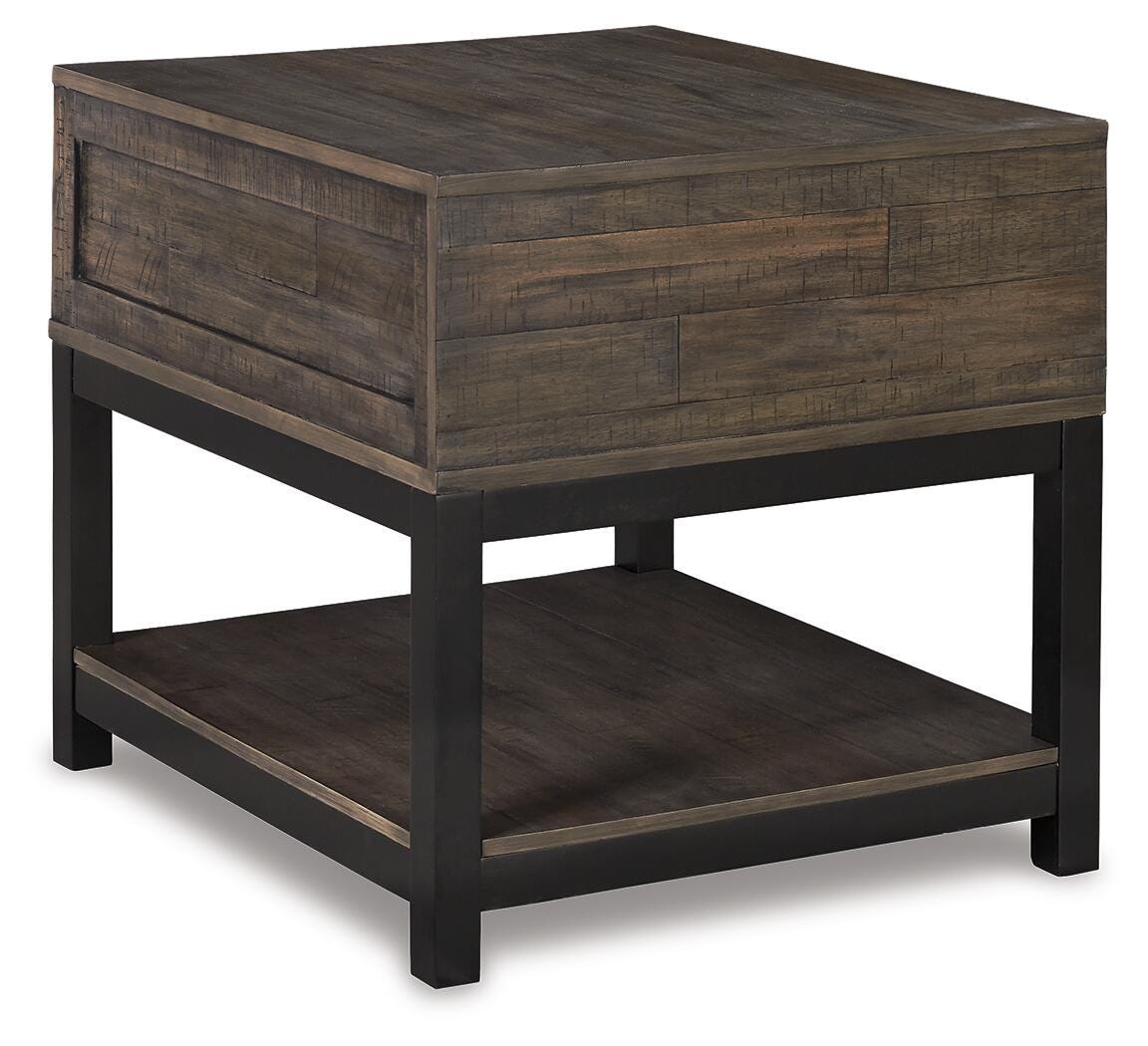 Johurst End Table in Grayish Brown, back view