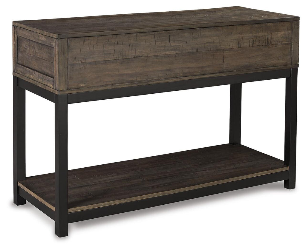 Johurst Sofa/Console Table in Grayish Brown, back view