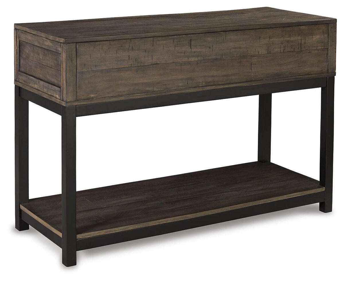 Johurst Sofa/Console Table in Grayish Brown, back view