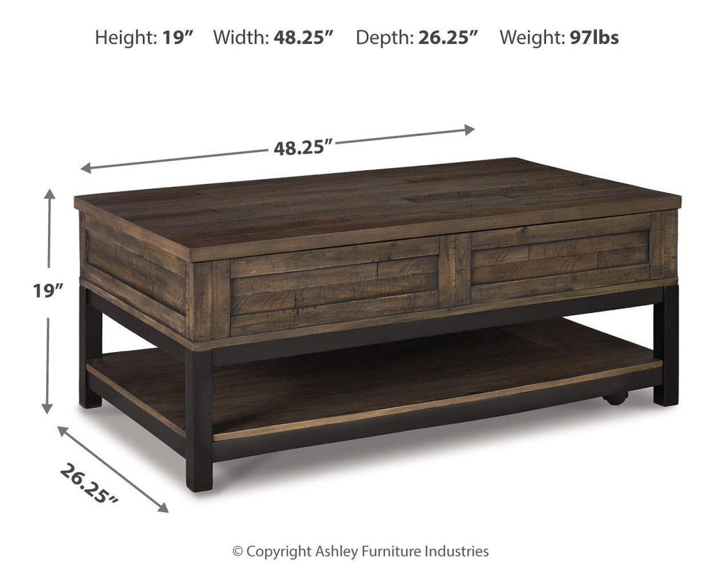 Johurst Coffee Table with Lift Top in Grayish Brown, alternate view 5