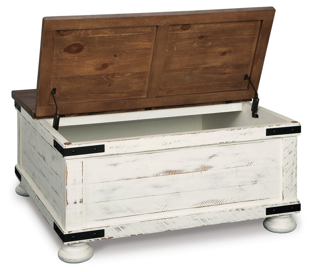 Wystfield Coffee Table in White/Brown, open view