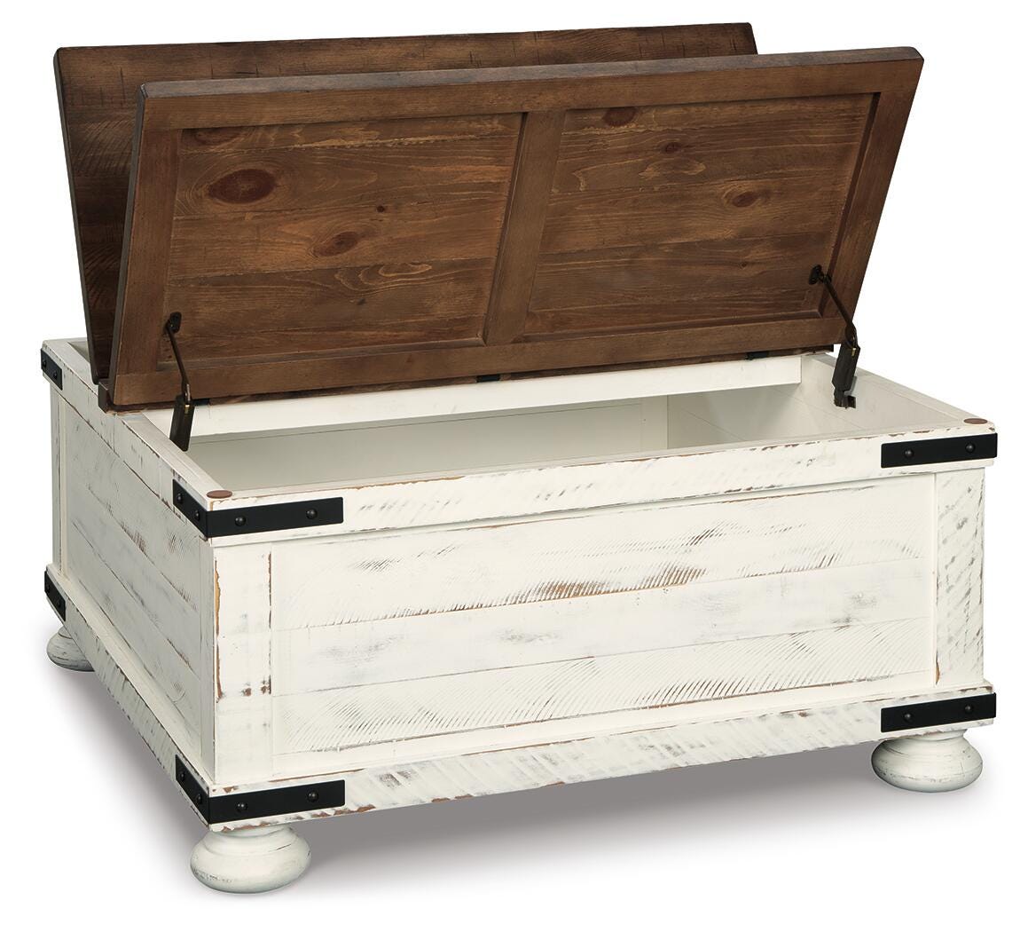 Wystfield Coffee Table in White/Brown, open view