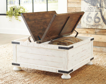 Wystfield Coffee Table in White/Brown, open view