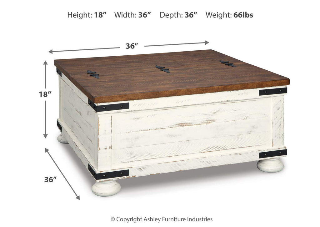 Wystfield Coffee Table with 2 End Tables dimensions