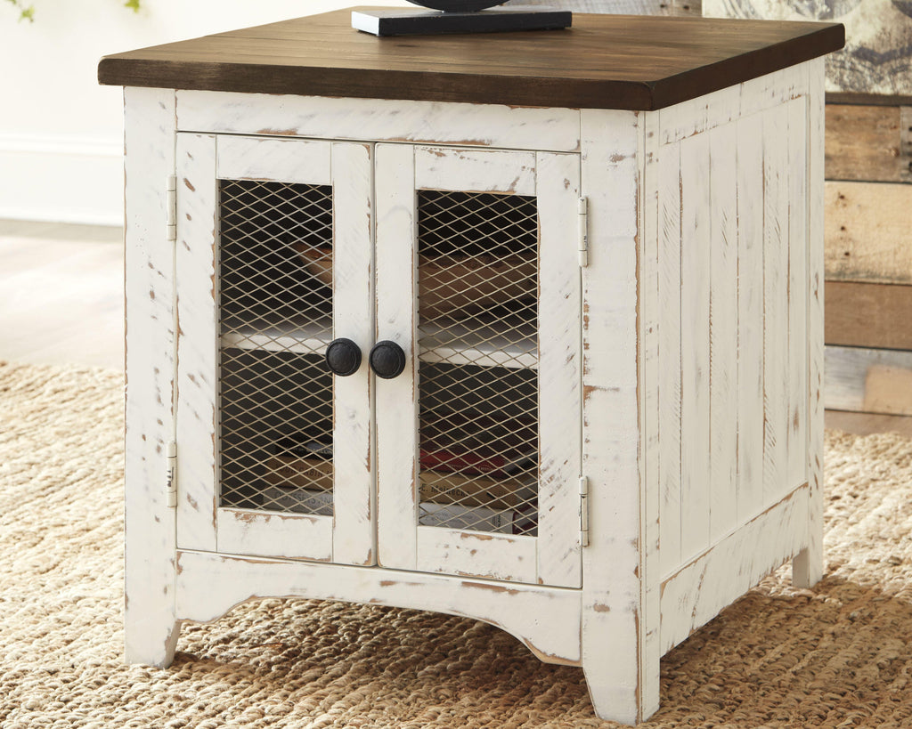 Wystfield End Table in White/Brown, lifestyle view