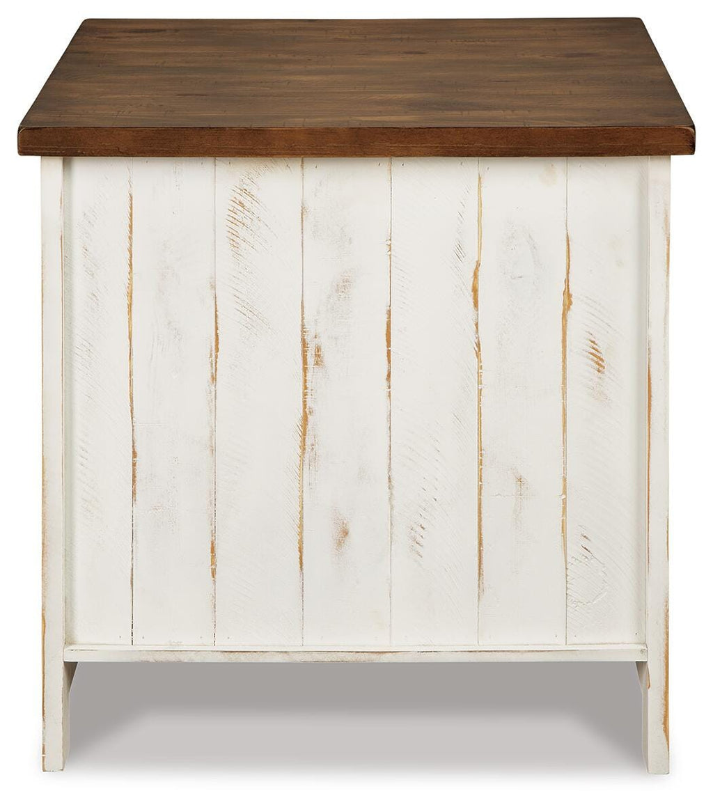 Wystfield End Table in White/Brown, back view