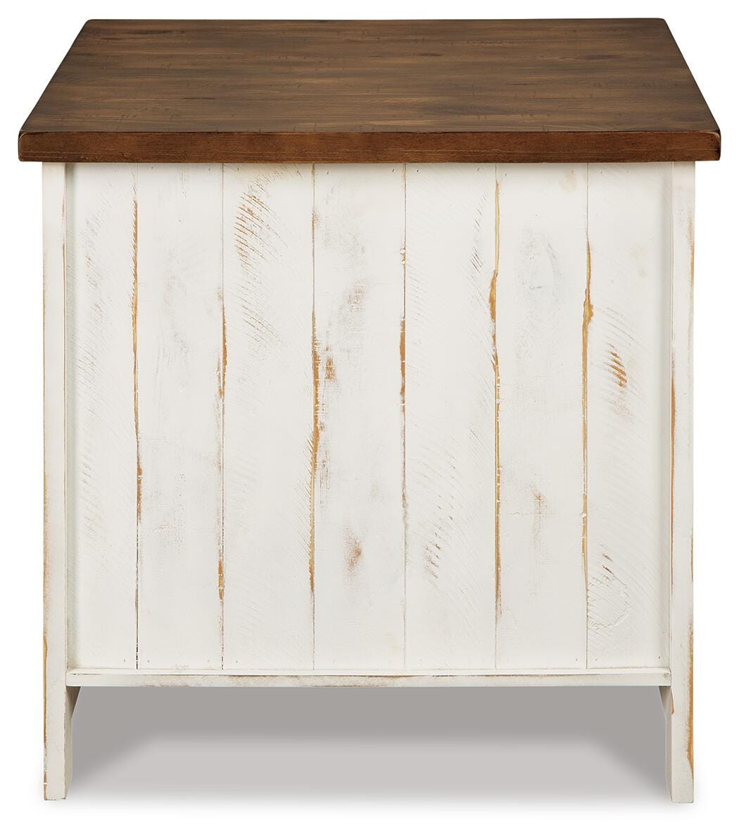 Wystfield End Table in White/Brown, back view