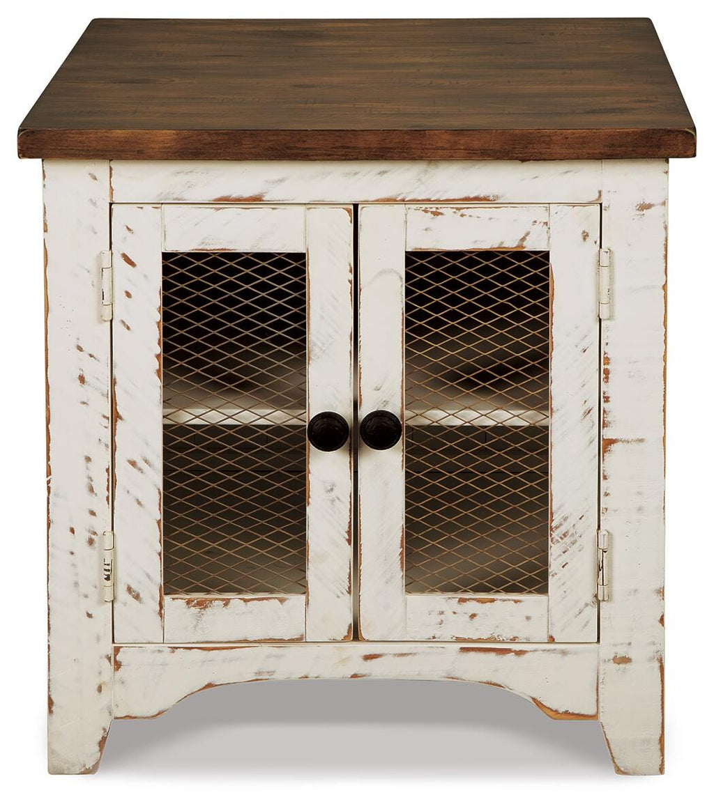 Wystfield End Table in White/Brown, front view