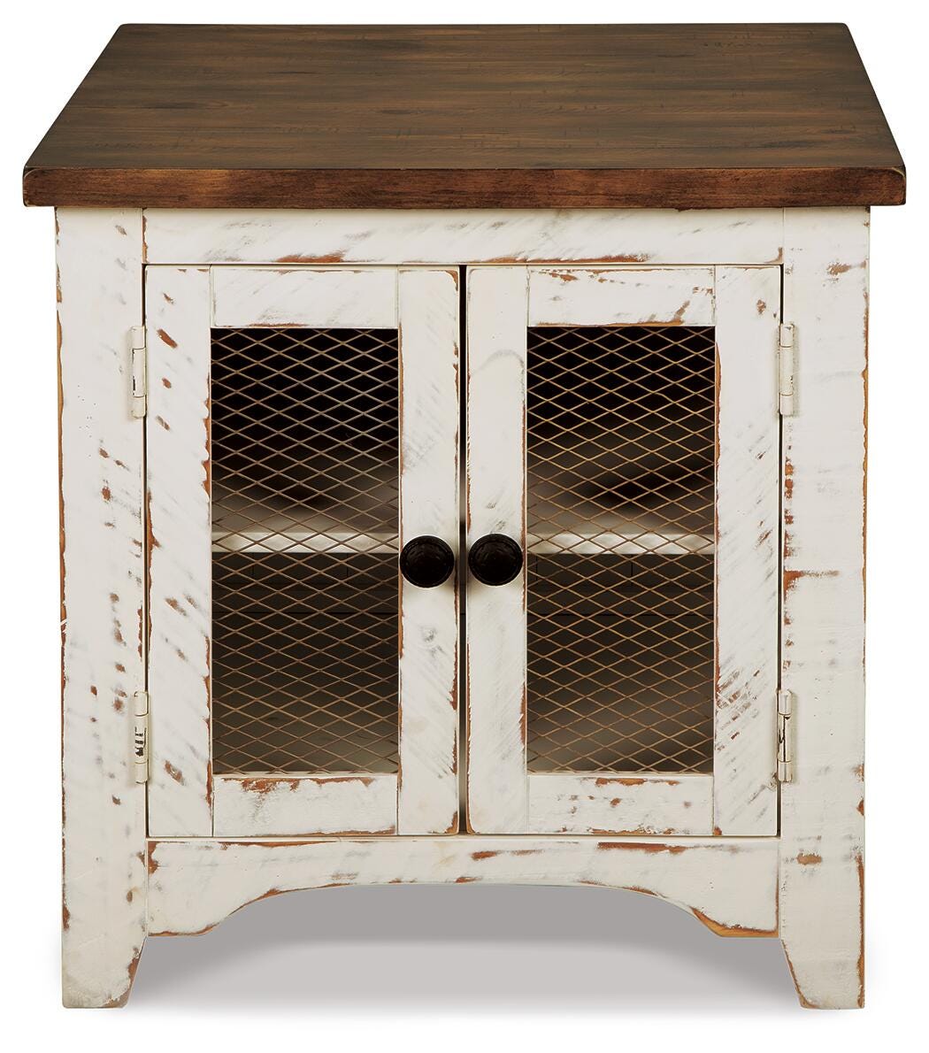 Wystfield End Table in White/Brown, front view