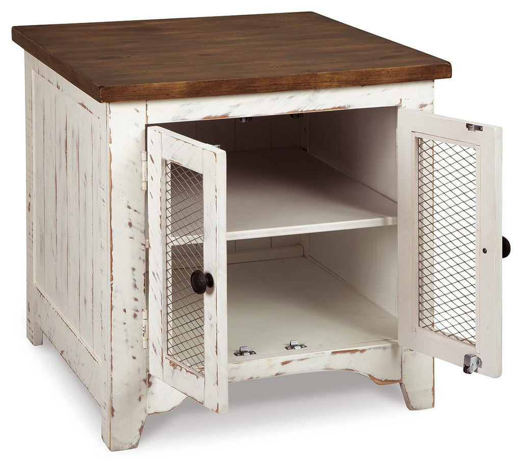 Wystfield End Table in White/Brown, open view