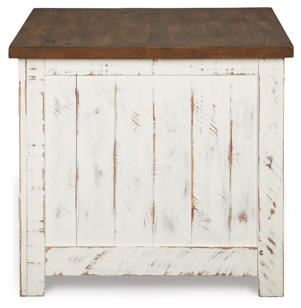 Wystfield End Table in White/Brown, side view