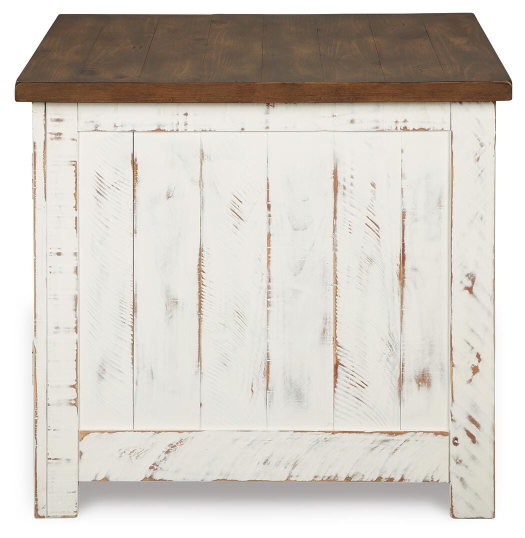Wystfield End Table in White/Brown, side view