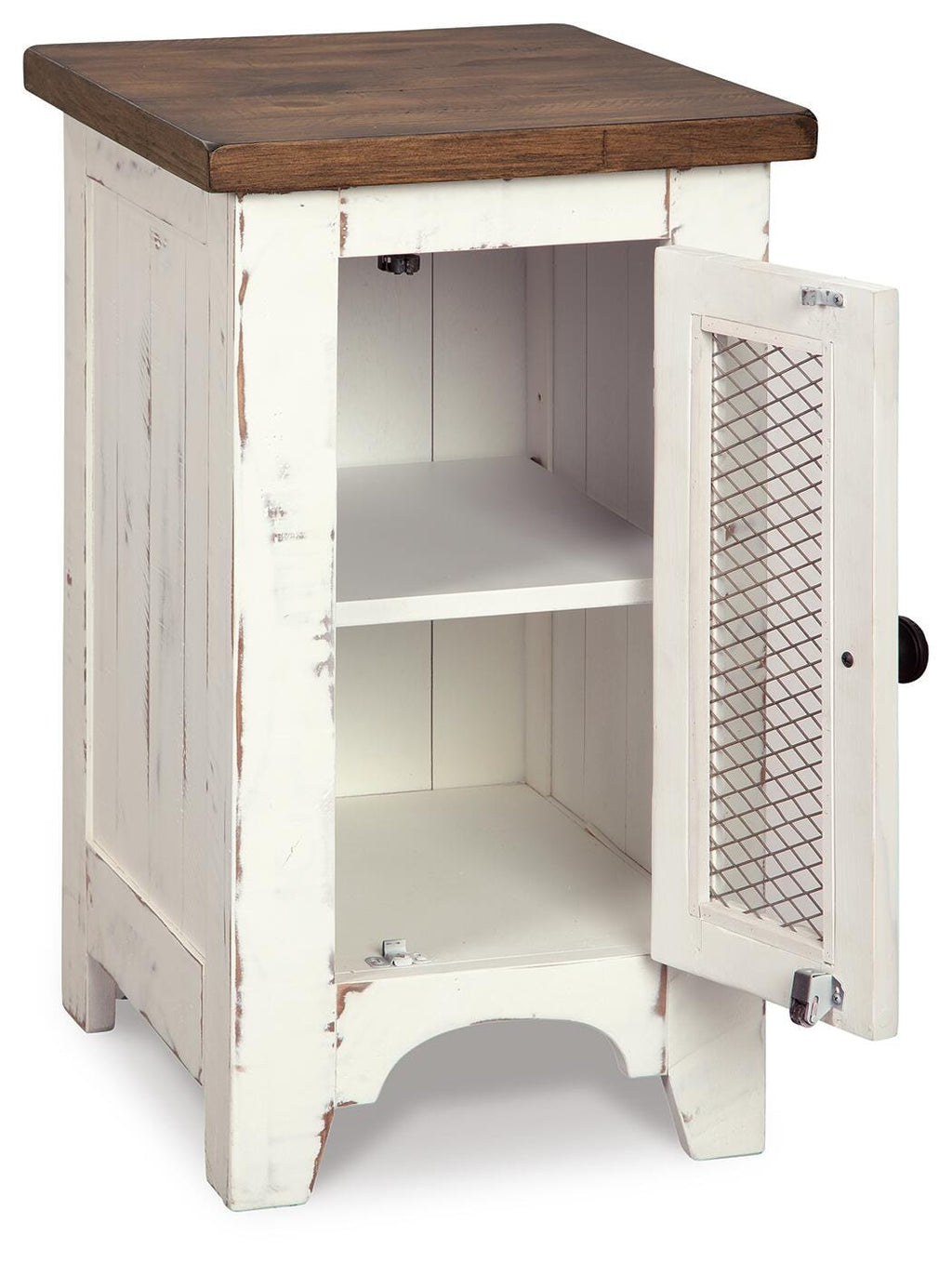 Wystfield Chairside End Table in White/Brown, open view