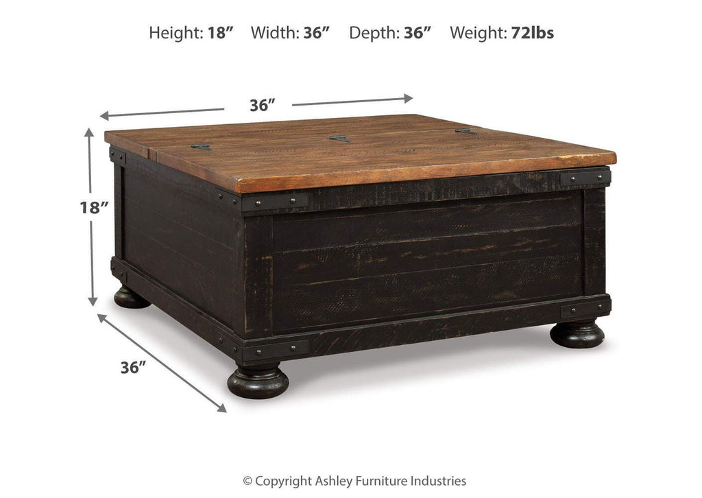 Valebeck Coffee Table with 1 End Table dimensions