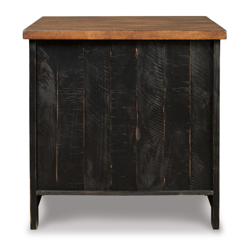 Valebeck End Table in Black/Brown, back view