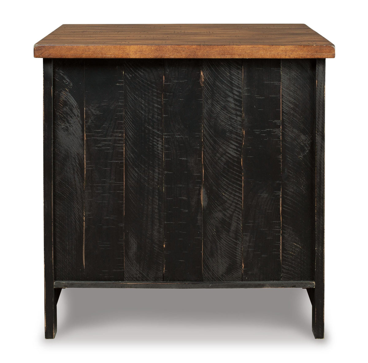 Valebeck End Table in Black/Brown, back view
