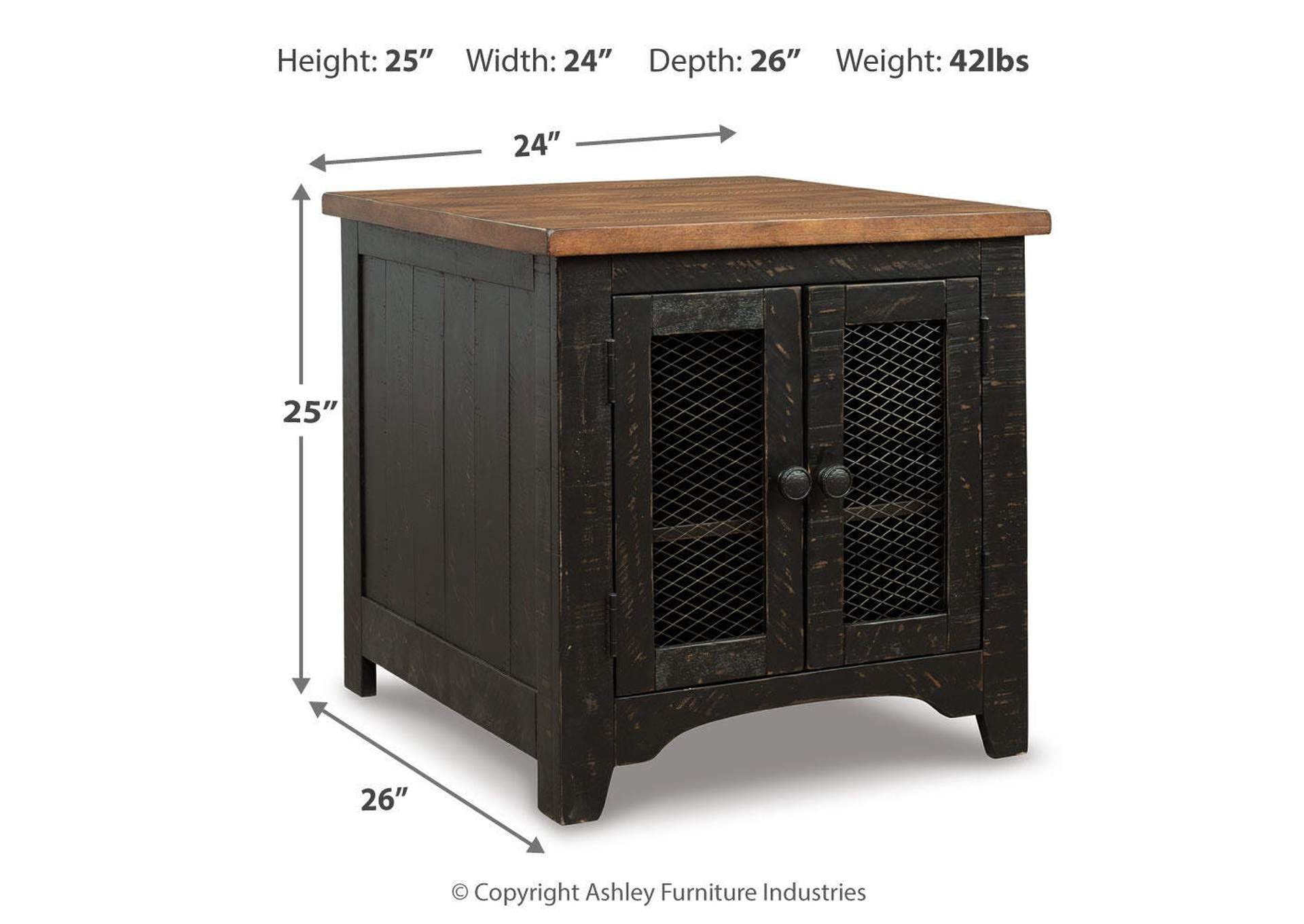 Valebeck Coffee Table with 2 End Tables dimensions