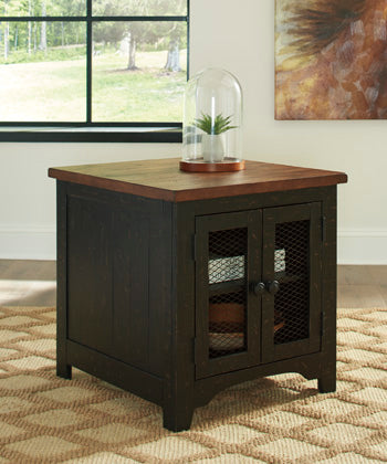 Valebeck End Table in Black/Brown