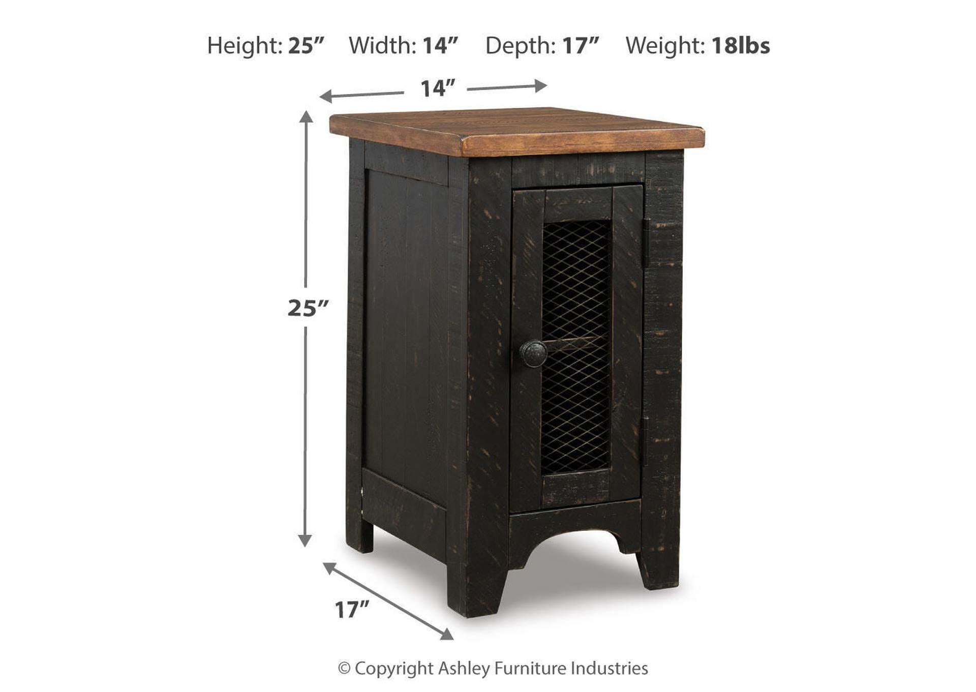 Valebeck 2 End Tables dimensions