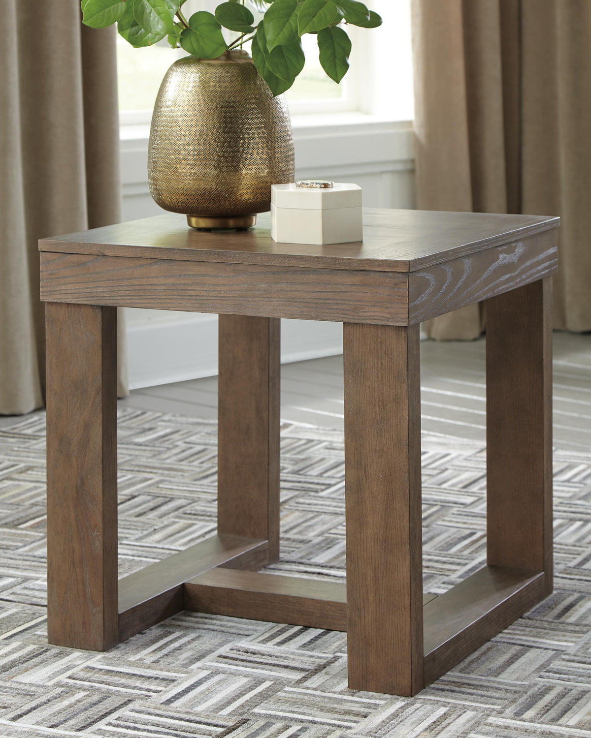 Cariton End Table in Gray, lifestyle view