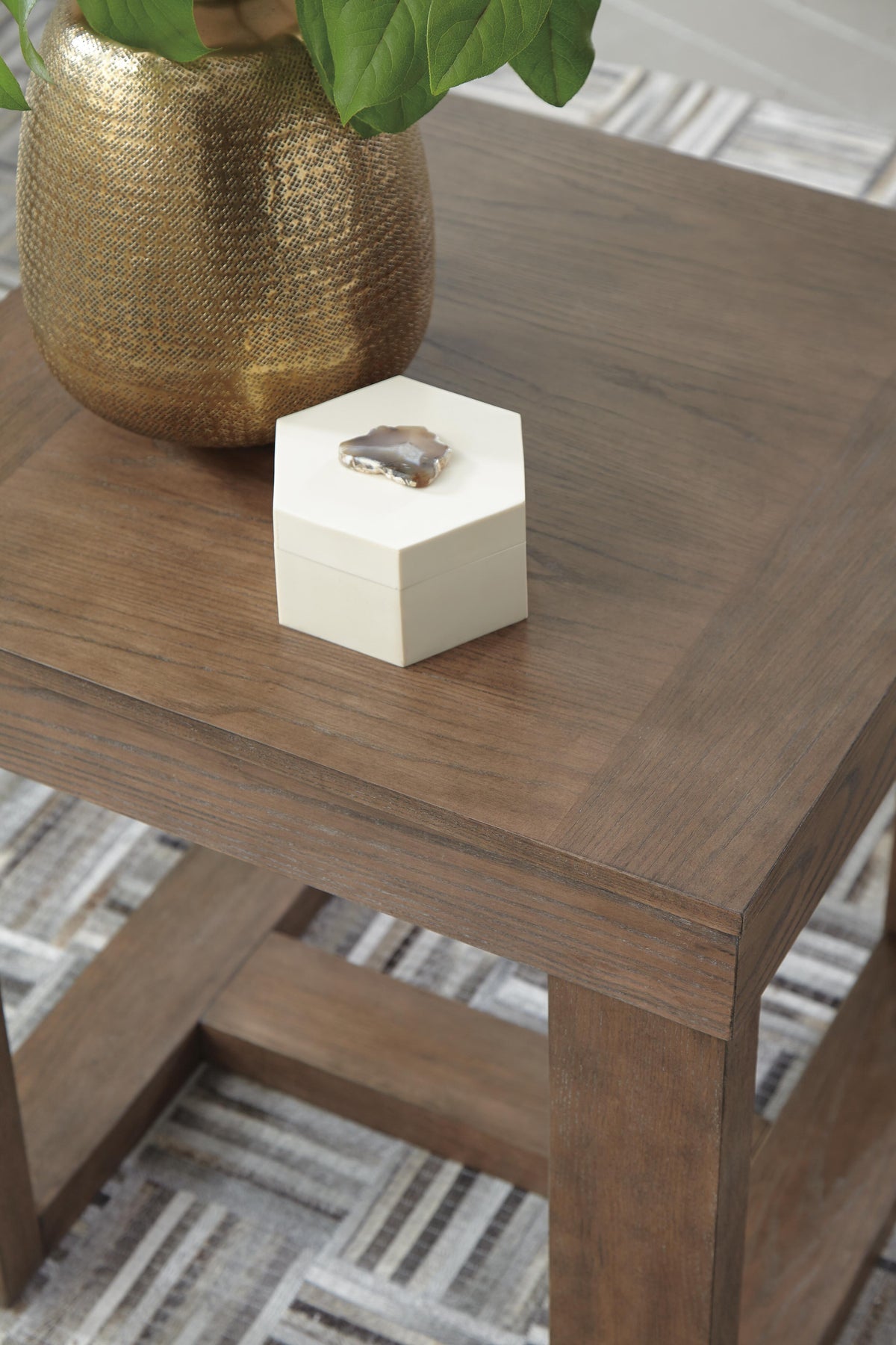 Cariton End Table in Gray, detail view