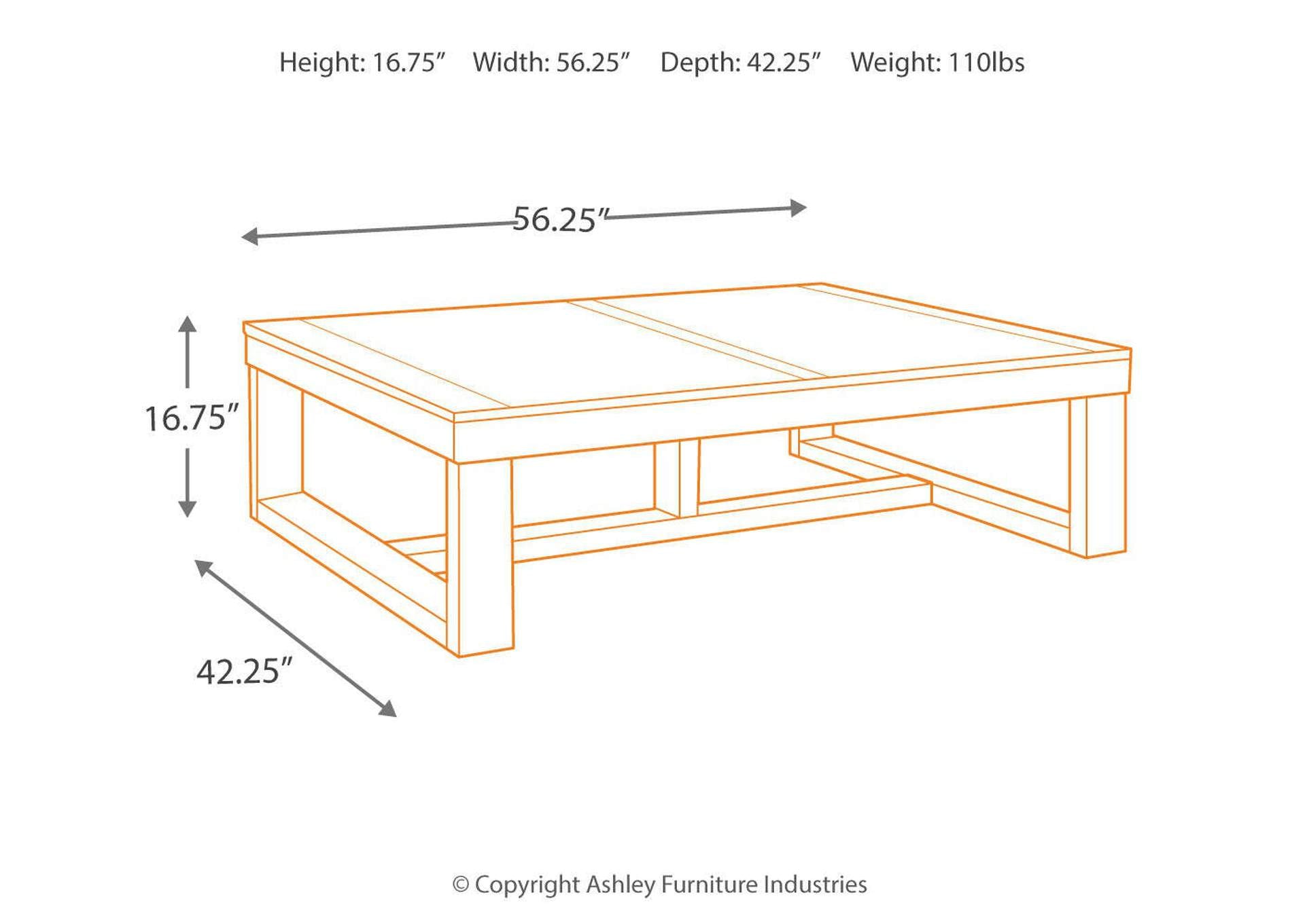 Watson Coffee Table with 2 End Tables dimensions