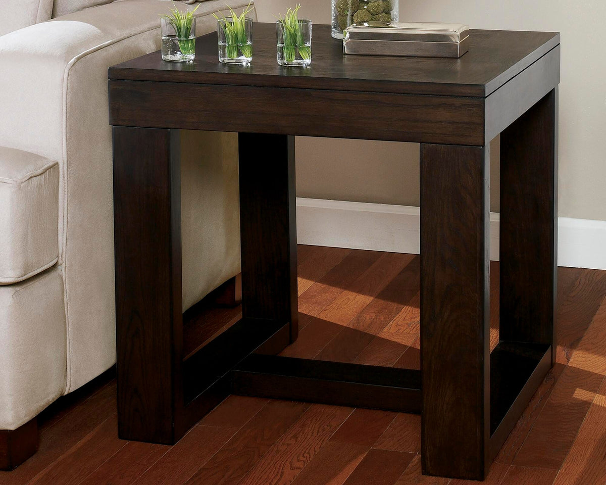 Watson End Table in Dark Brown, lifestyle view