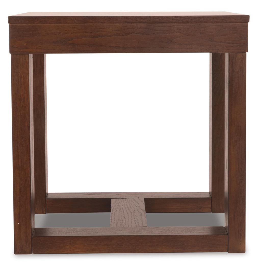 Watson End Table in Dark Brown, side view