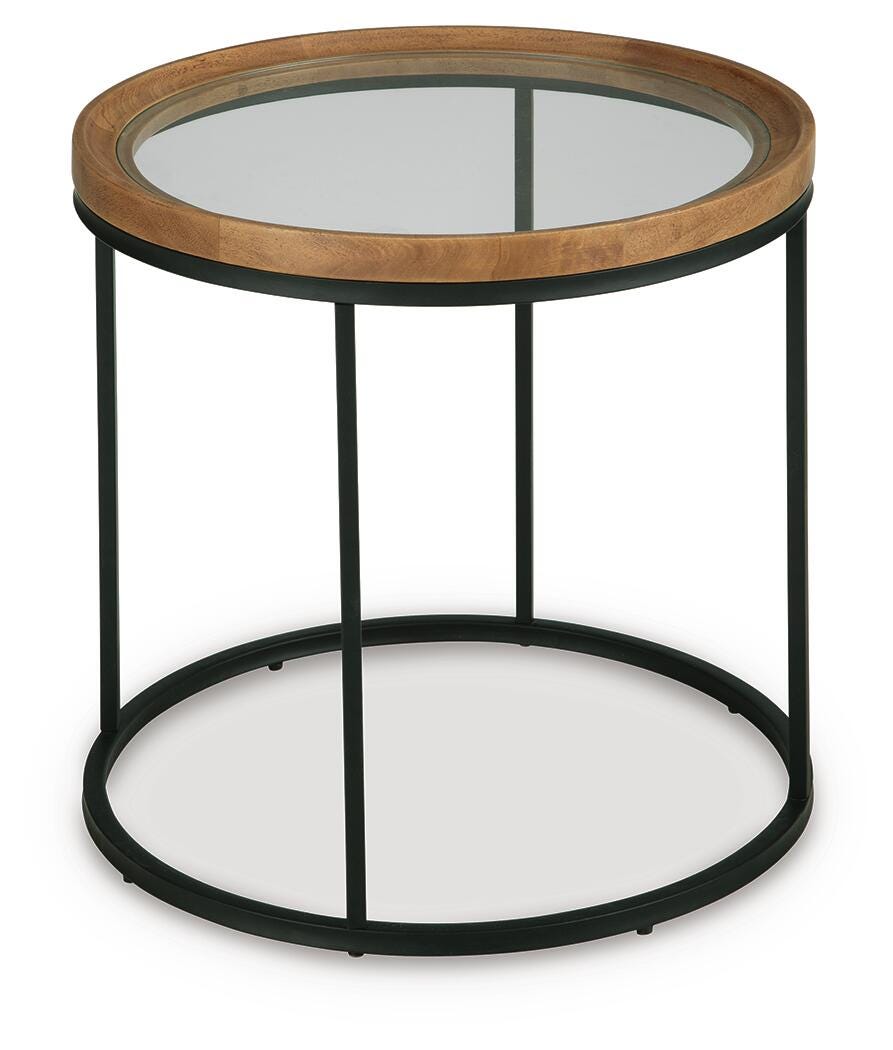 Noraluna End Table in Medium Brown, angle view