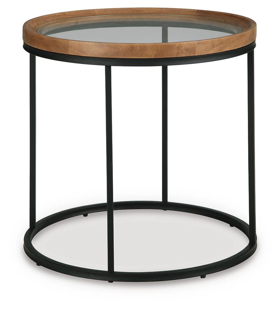 Noraluna End Table in Medium Brown, angle view