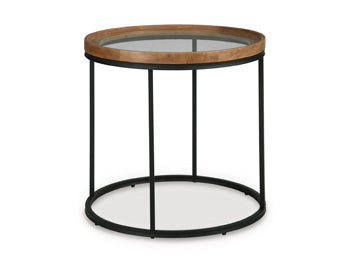 Noraluna End Table in Medium Brown, angle view