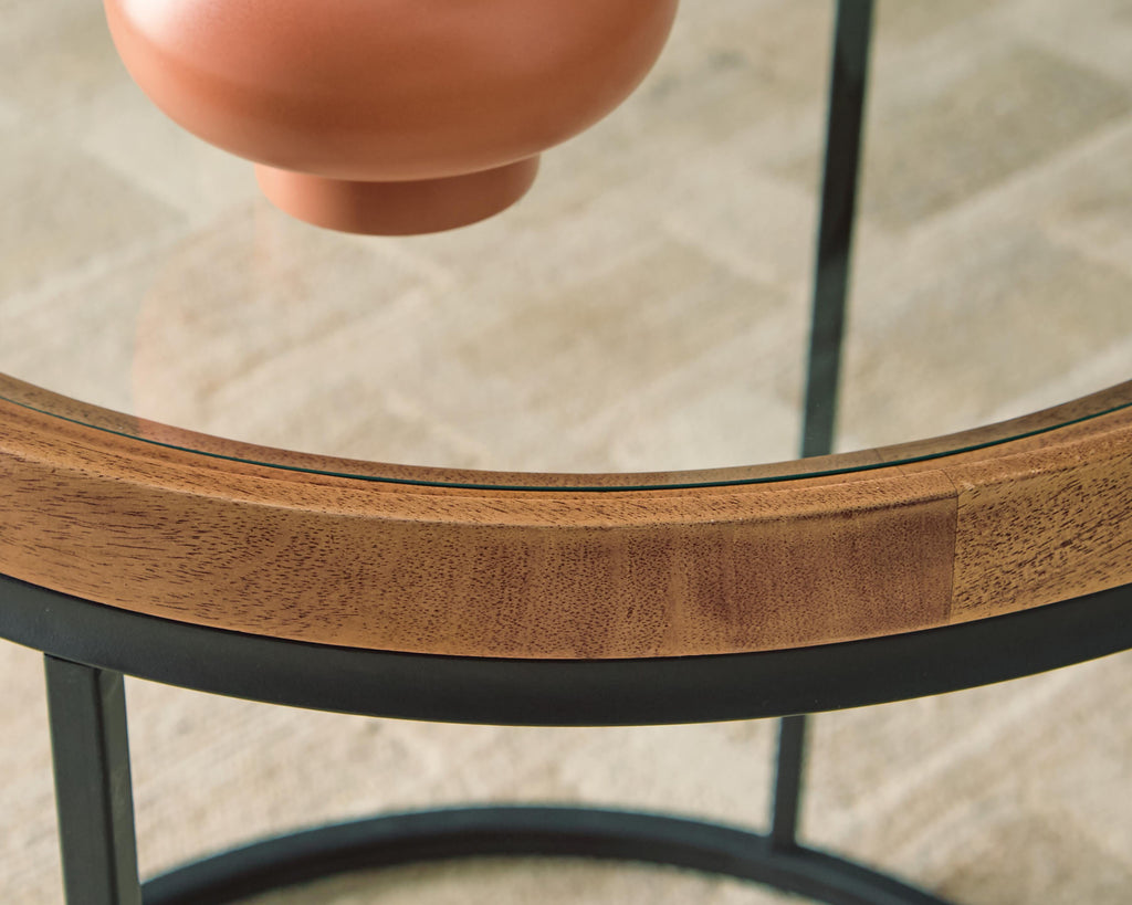 Noraluna End Table in Medium Brown, detail view