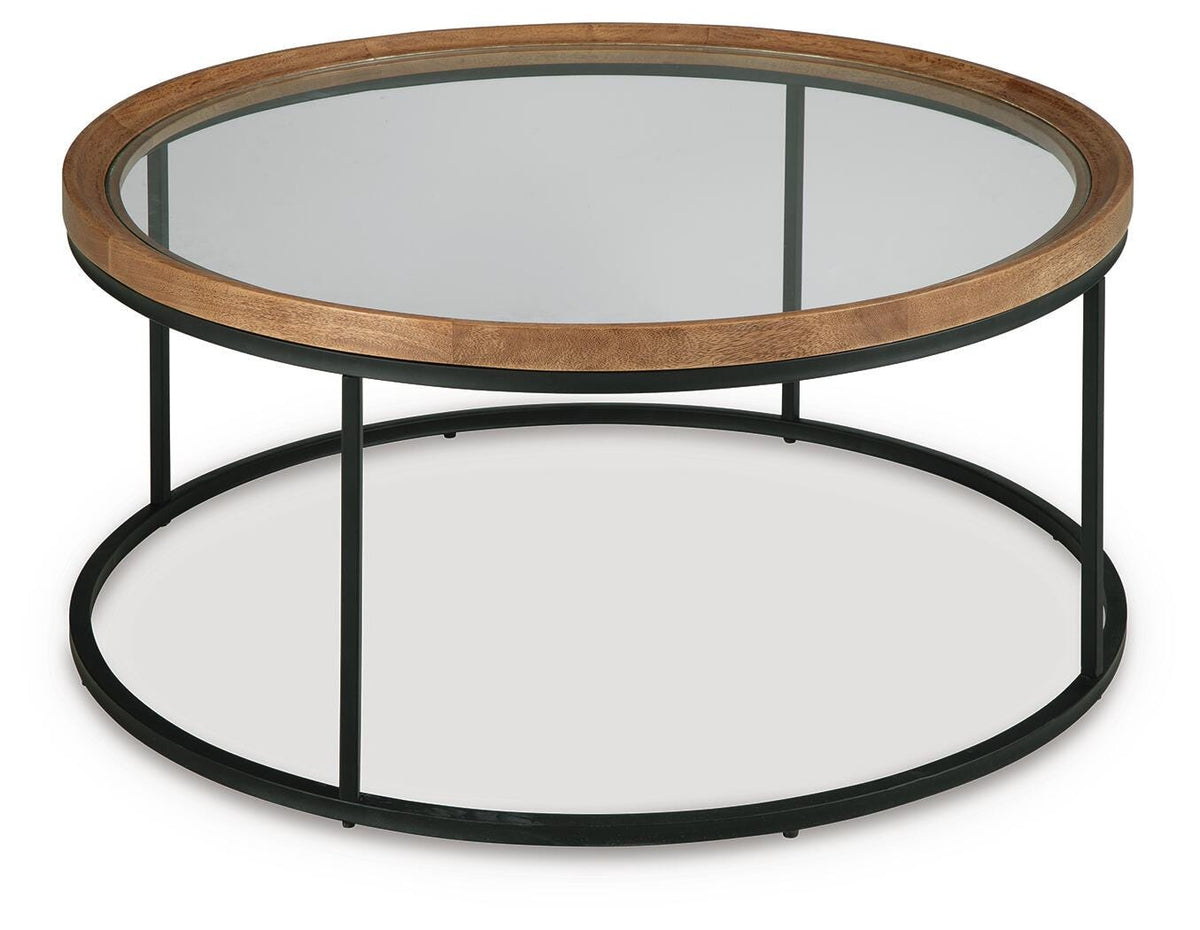 Noraluna Coffee Table in Medium Brown, angle view