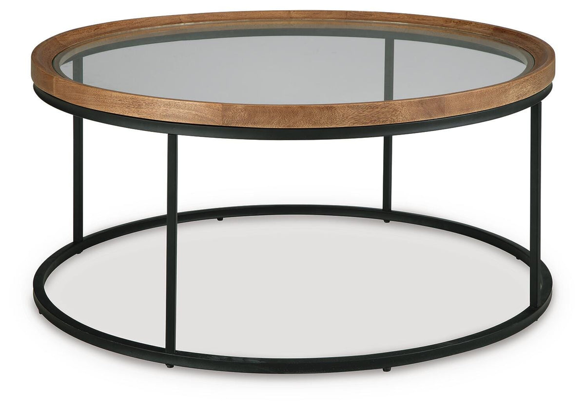 Noraluna Coffee Table in Medium Brown, angle view