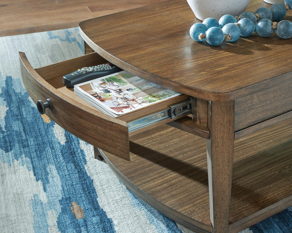 Burkbyer Coffee Table in Brown, detail view