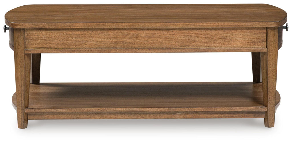 Burkbyer Coffee Table in Brown, front view