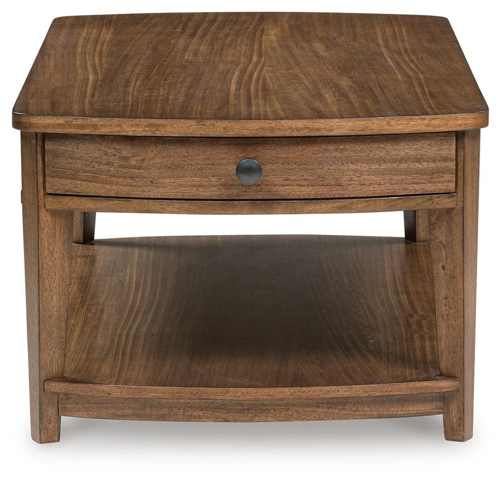 Burkbyer Coffee Table in Brown, side view