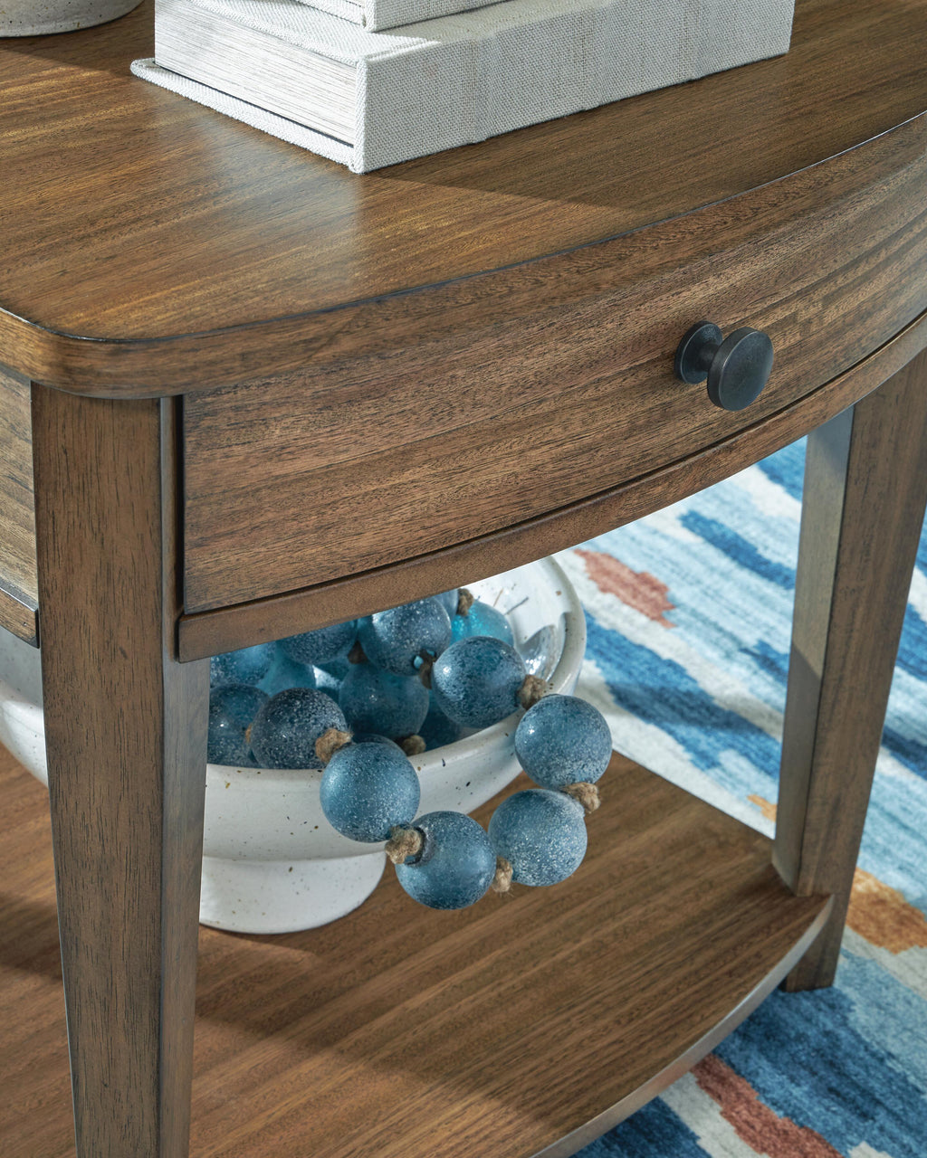 Burkbyer End Table in Brown, detail view