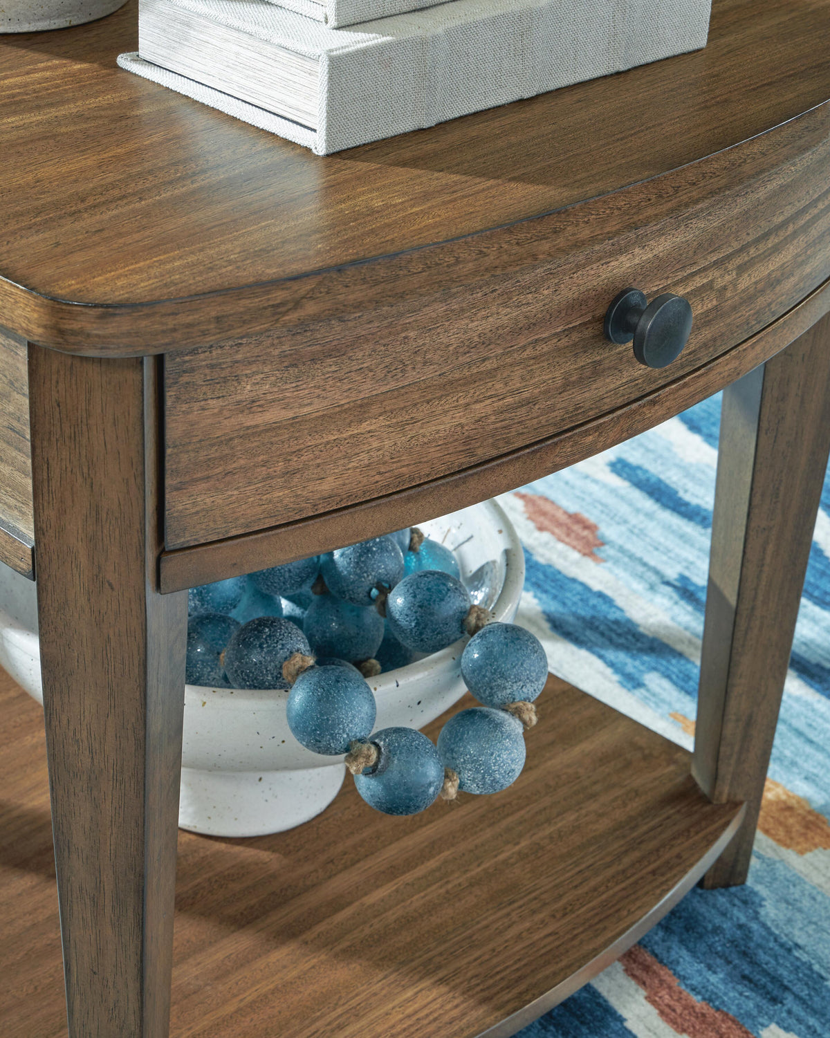 Burkbyer End Table in Brown, detail view