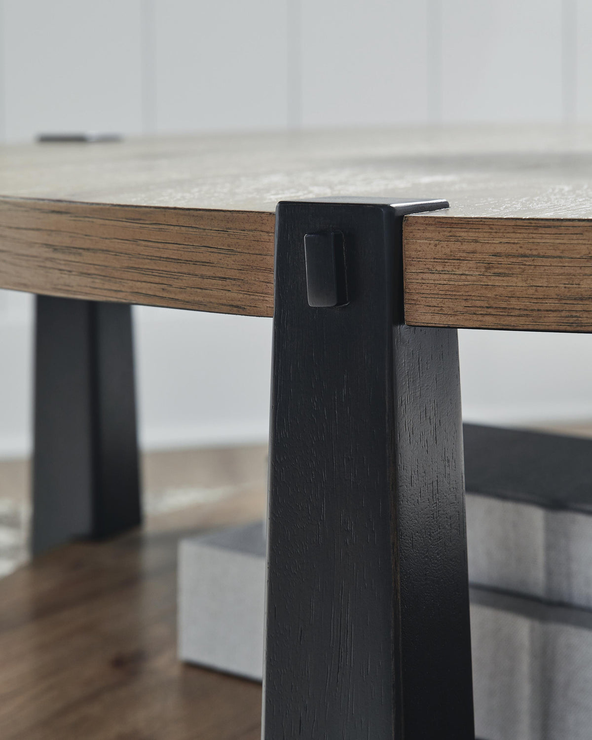 Ridgester Coffee Table in Light Brown/Black, detail view