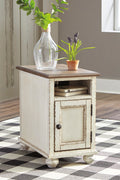 Realyn Chairside End Table in White/Brown