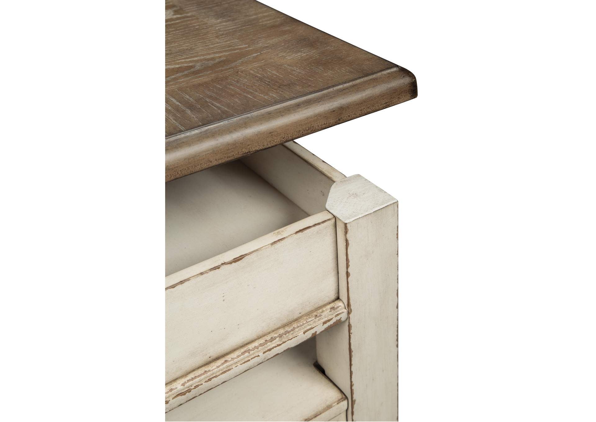 Realyn Coffee Table with 2 End Tables detail