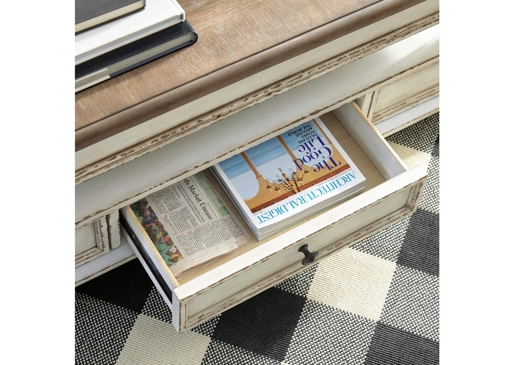 Realyn Coffee Table with 1 End Table detail