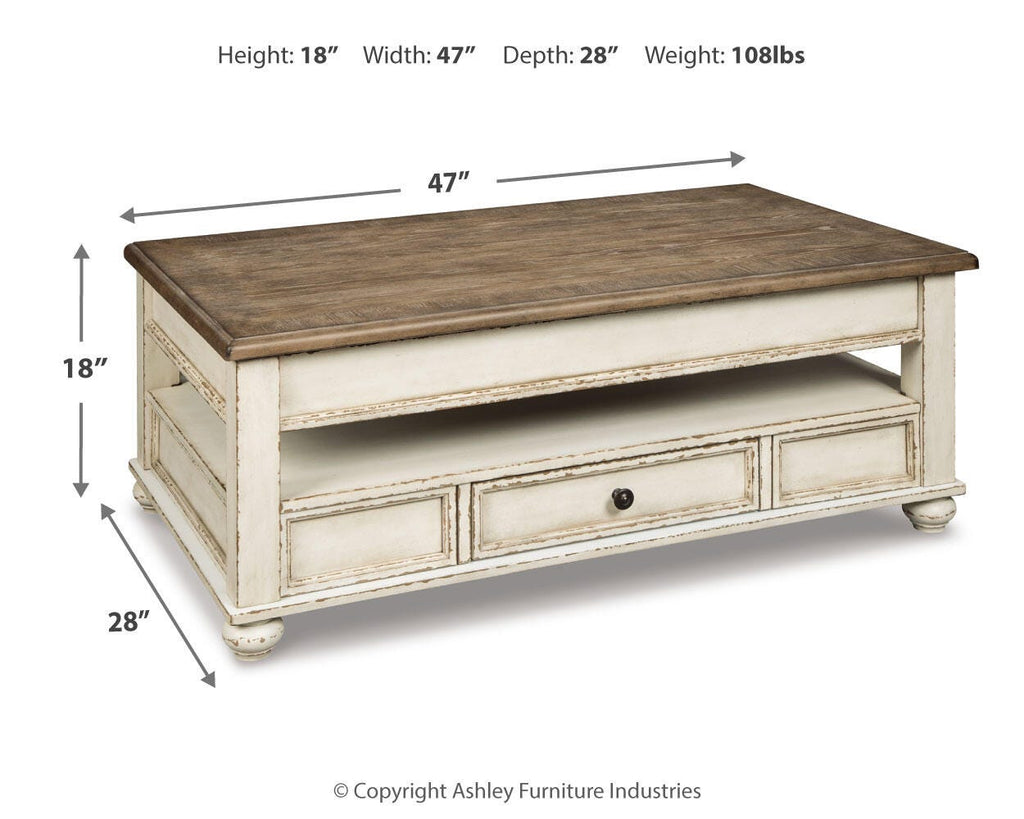 Realyn Coffee Table with Lift Top in White/Brown, alternate view 5