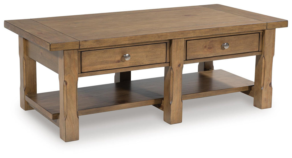 Vandenmore Coffee Table in Medium Brown, closed view